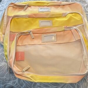 Calpak Peach and Yellow Travel Bag Set